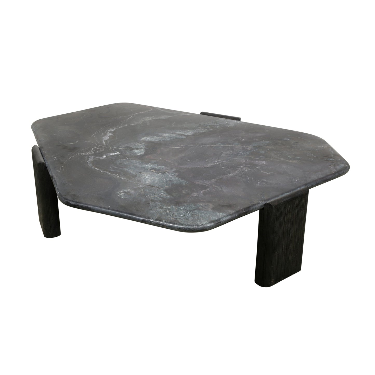 64" Lava Marble and Dark Mango Wood Coffee Table