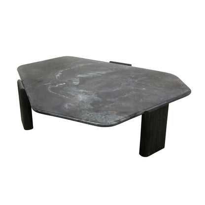 64" Lava Marble and Dark Mango Wood Coffee Table