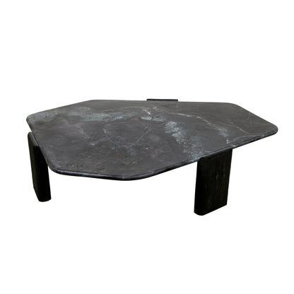 64" Lava Marble and Dark Mango Wood Coffee Table