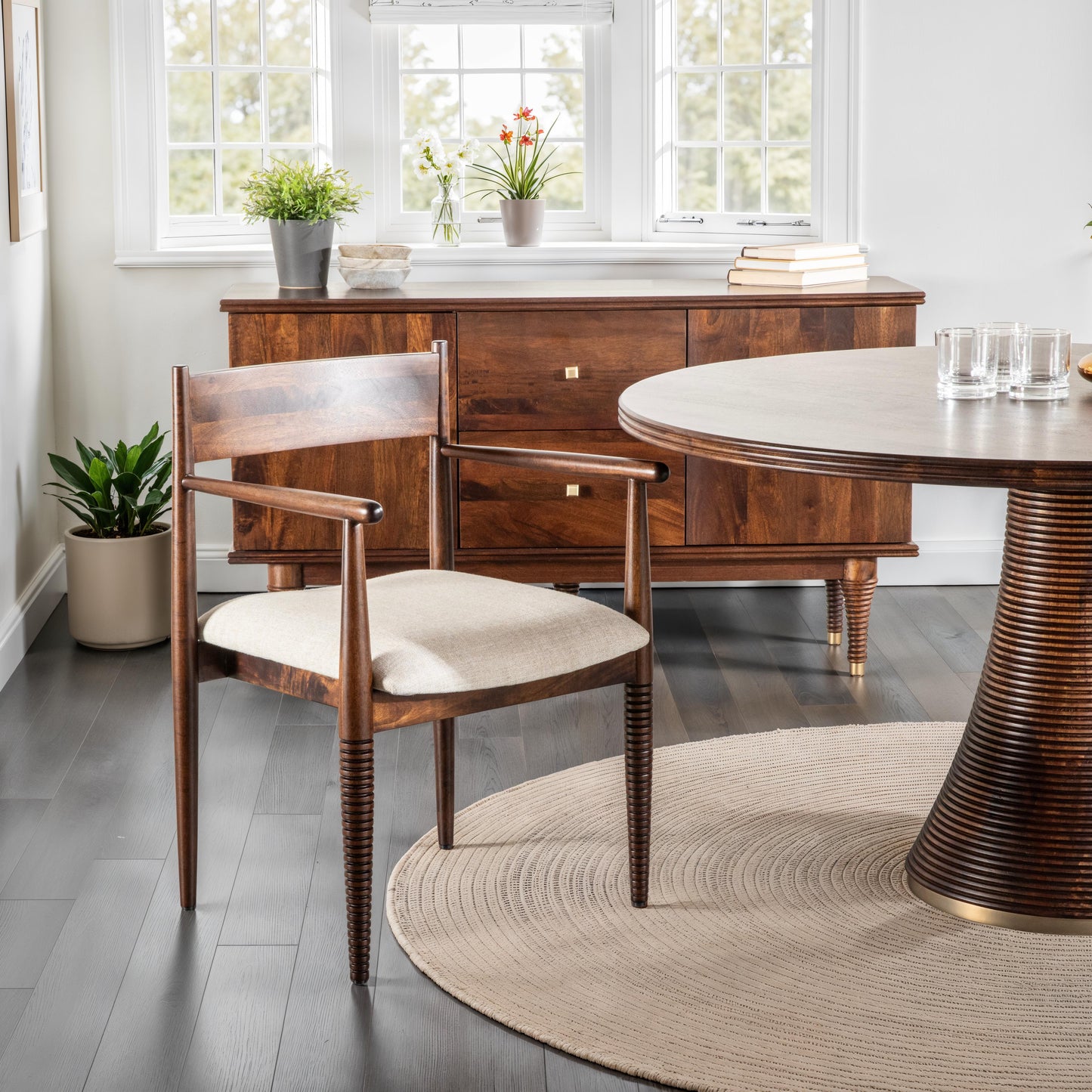 54" Dark Sienna Mango Wood Round Table