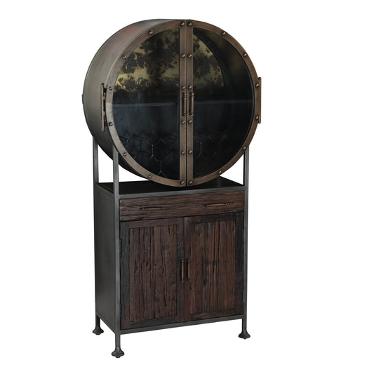 38" Reclaimed Hardwood Round Bar Cabinet