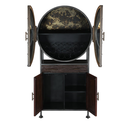 38" Reclaimed Hardwood Round Bar Cabinet