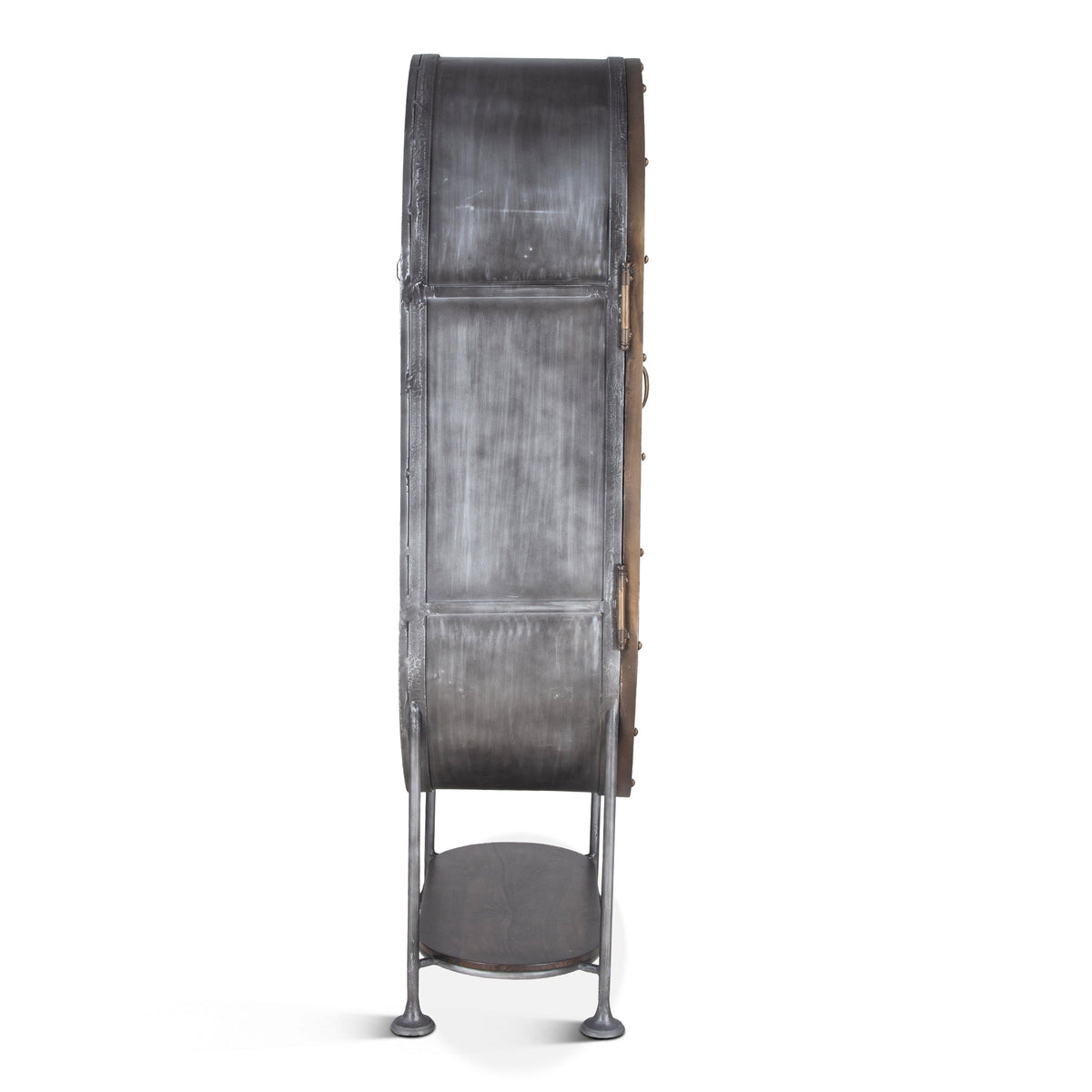 34" Dark Brown Oval Bar Cabinet