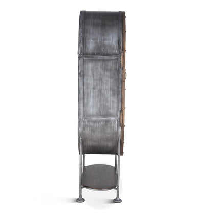 34" Dark Brown Oval Bar Cabinet