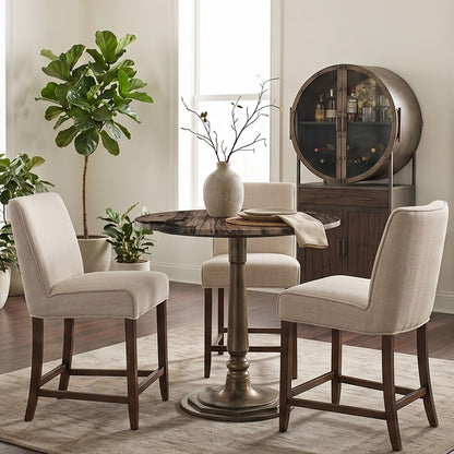 36" Cappuccino Marble and Antique Gold Gathering Table