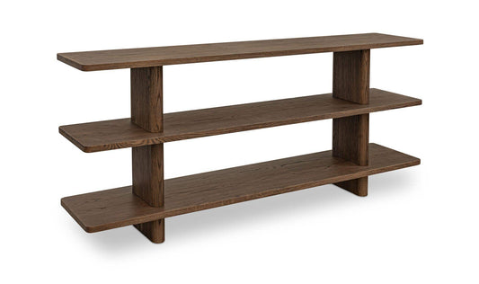70" Dark Brown Solid Oak Small Bookcase