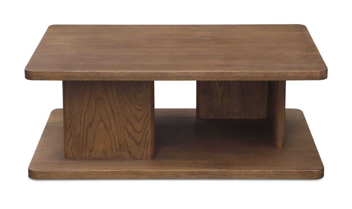 40" Dark Brown Solid Oak Small Coffee Table