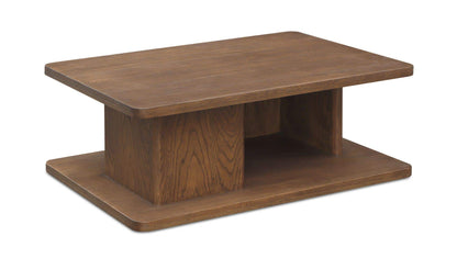 40" Dark Brown Solid Oak Small Coffee Table