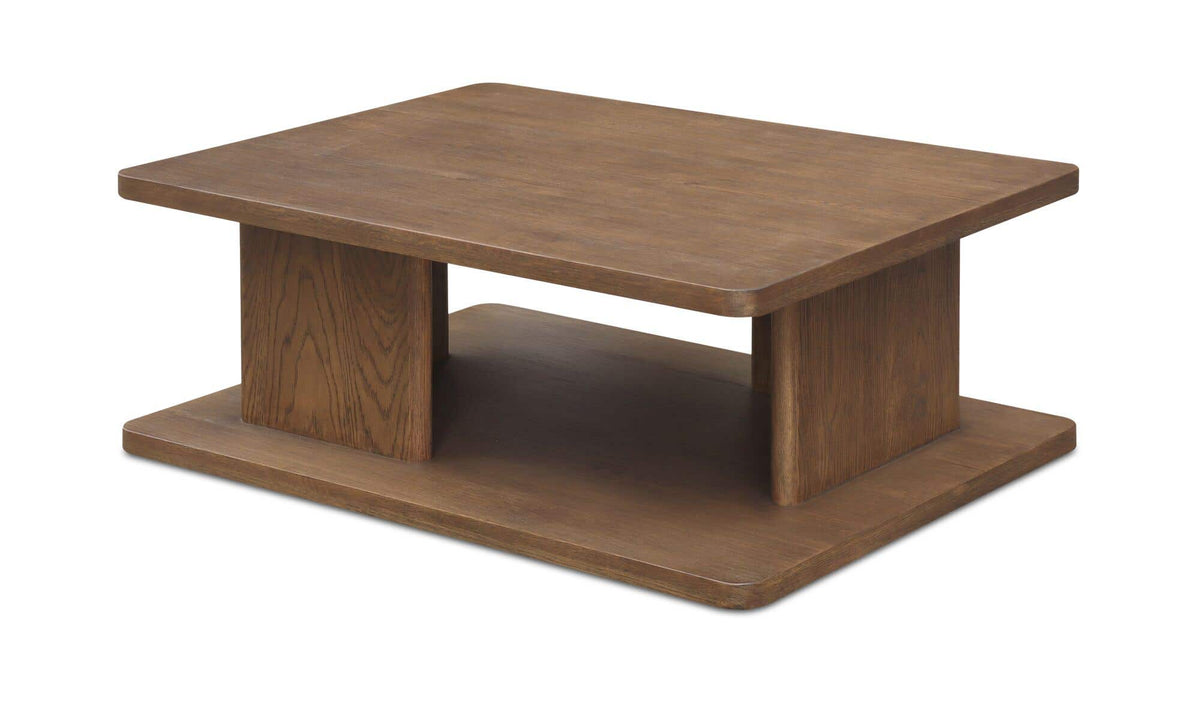 40" Dark Brown Solid Oak Small Coffee Table