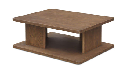 40" Dark Brown Solid Oak Small Coffee Table