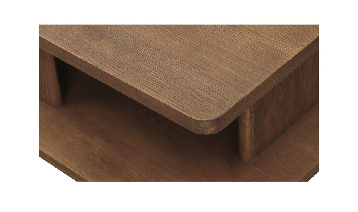 40" Dark Brown Solid Oak Small Coffee Table