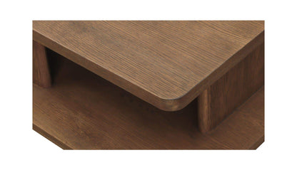 40" Dark Brown Solid Oak Small Coffee Table