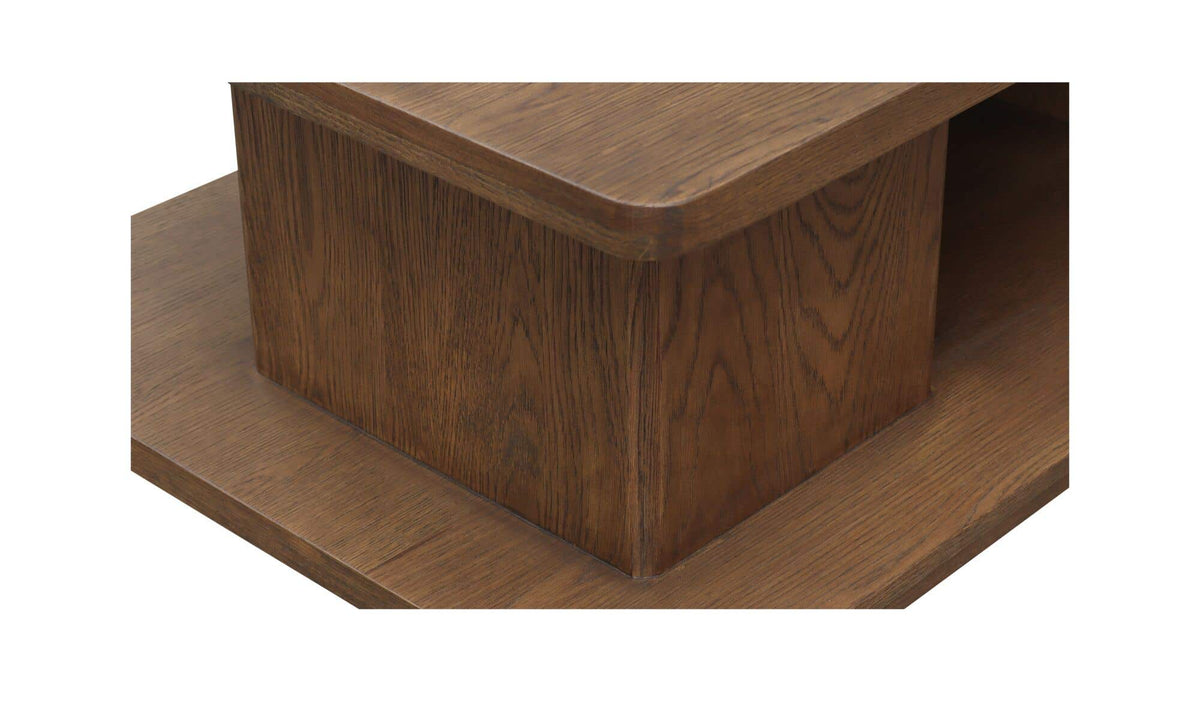 40" Dark Brown Solid Oak Small Coffee Table