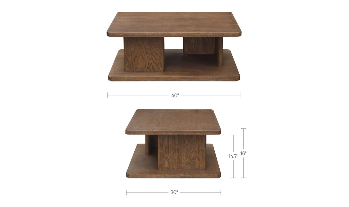 40" Dark Brown Solid Oak Small Coffee Table
