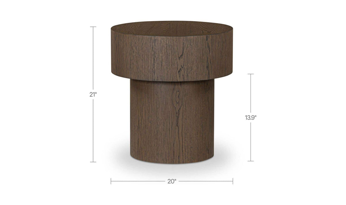 20" Dark Brown Oak Side Table