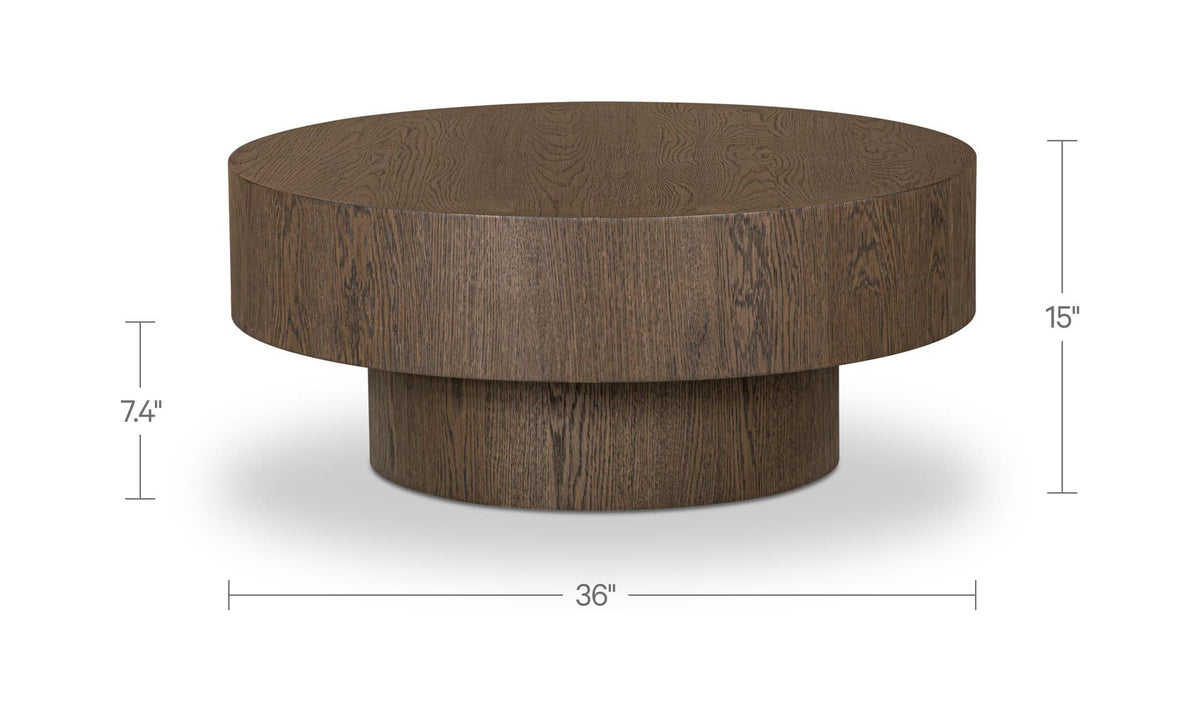 36" Dark Brown Oak Coffee Table