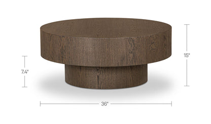36" Dark Brown Oak Coffee Table