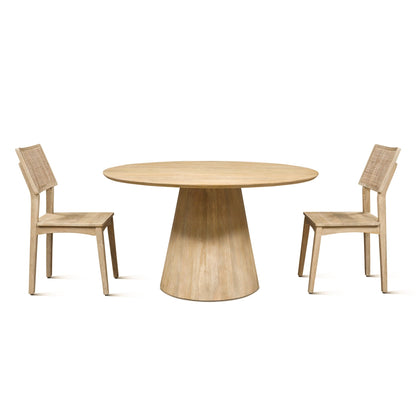 54" Natural White Mango Wood Round Table