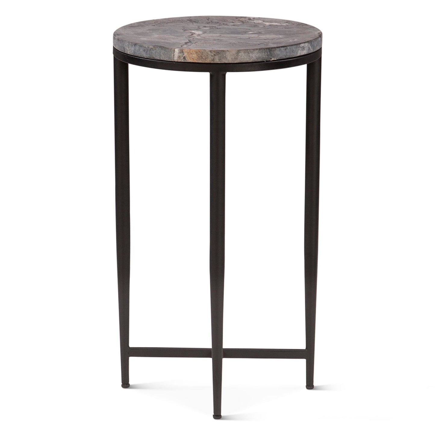 14" Gray Septarian Stone Side Table