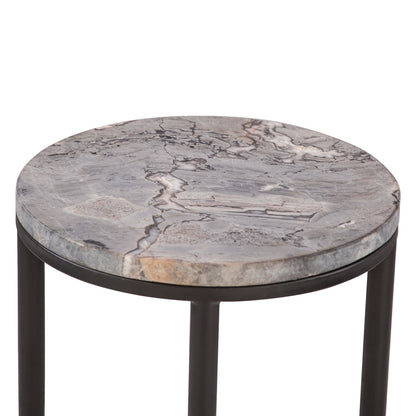14" Gray Septarian Stone Side Table