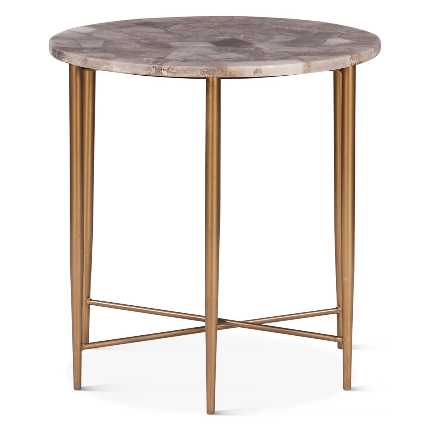 24" Smoky Quartz Stone Side Table