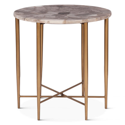 24" Smoky Quartz Stone Side Table