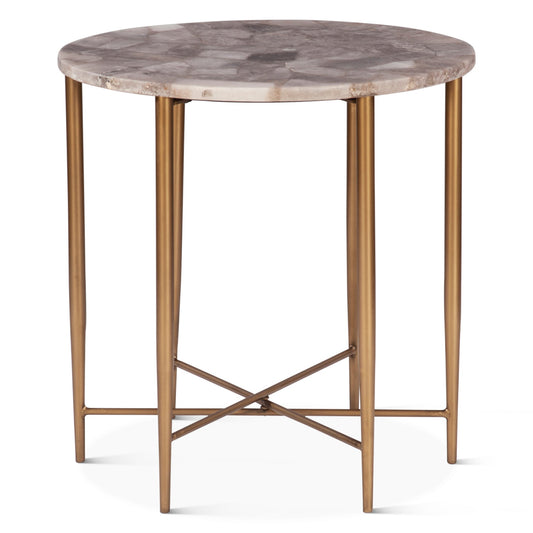 24" Smoky Quartz Stone Side Table