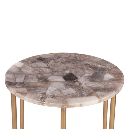 24" Smoky Quartz Stone Side Table