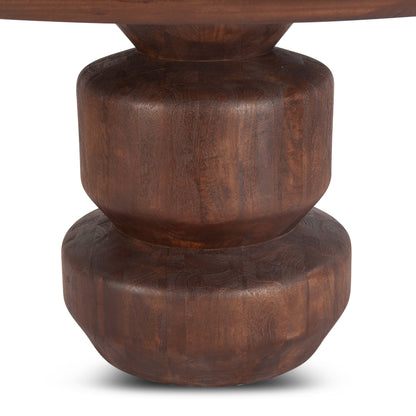 60" Walnut Brown Mango Wood Round Table
