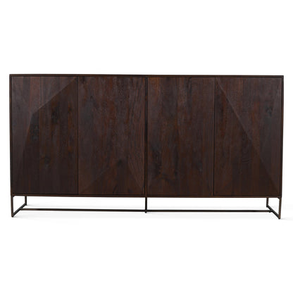 76" Distressed Walnut Mango Wood Sideboard
