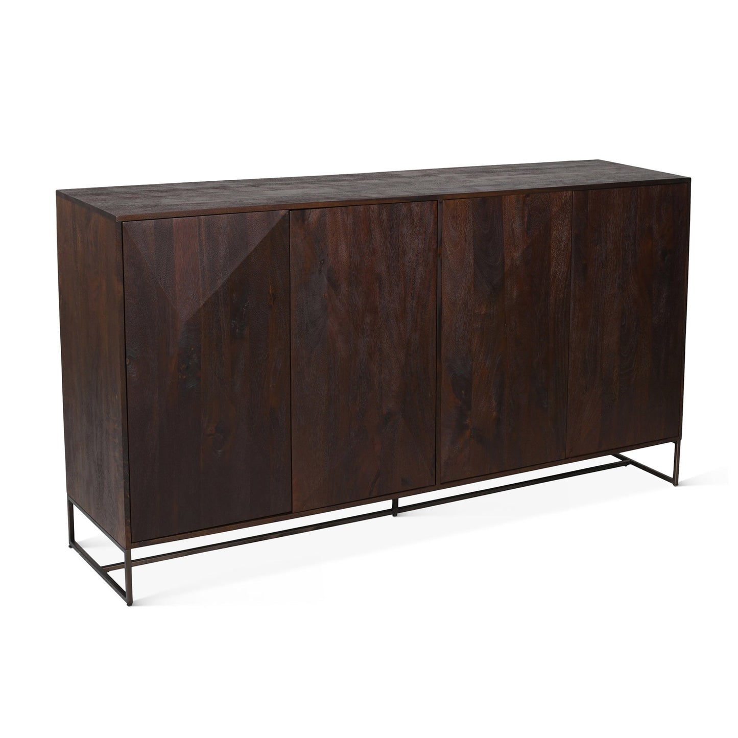 76" Distressed Walnut Mango Wood Sideboard