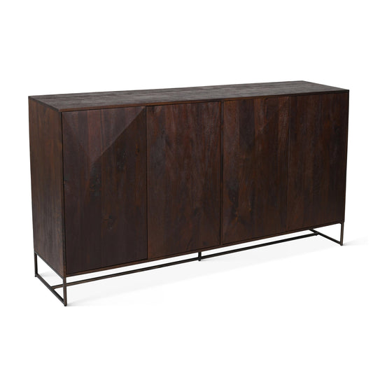 76" Distressed Walnut Mango Wood Sideboard