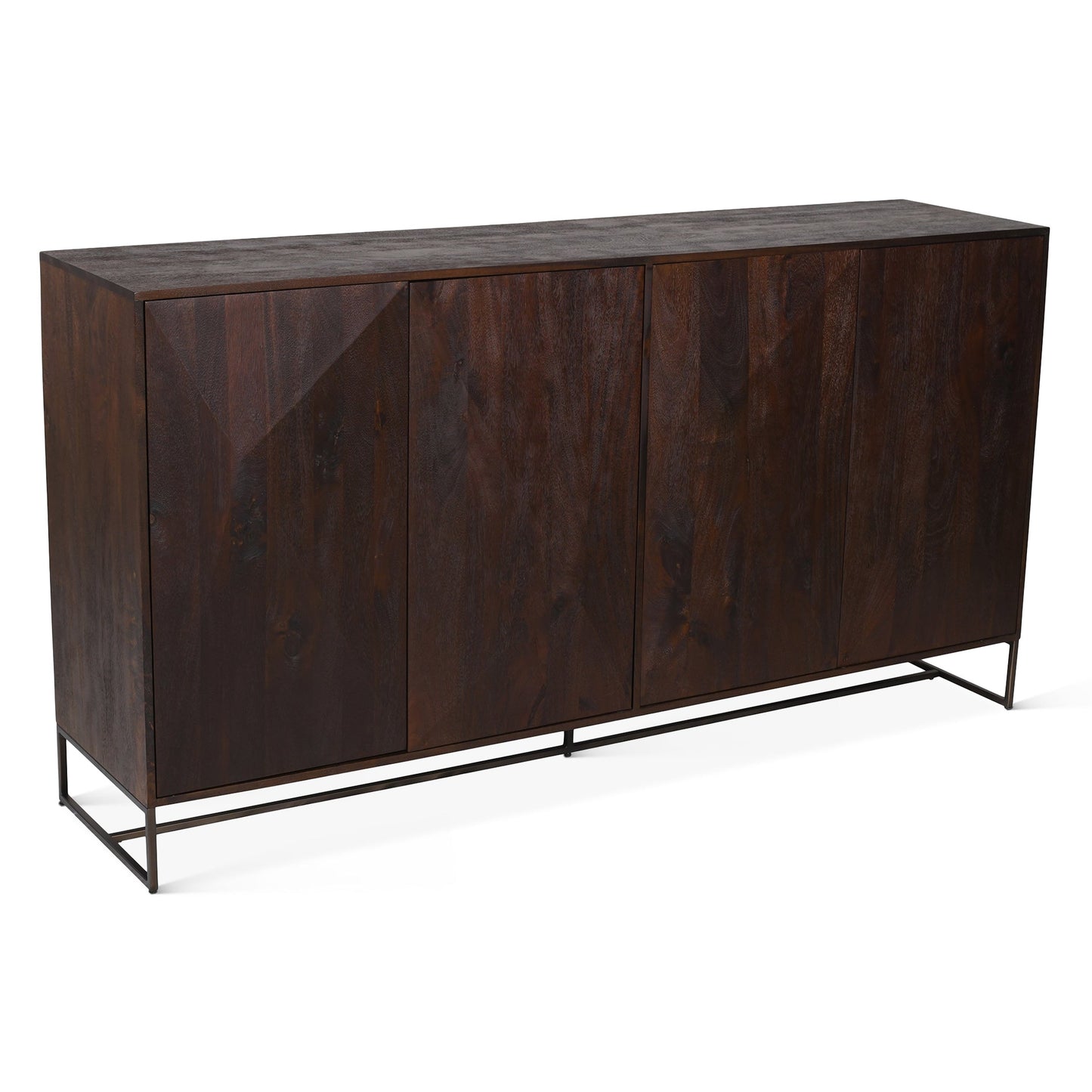 76" Distressed Walnut Mango Wood Sideboard