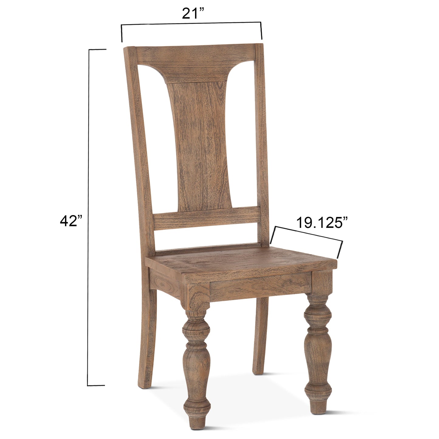 21" Dining Chair in Weathered Teak