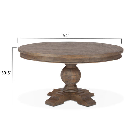 54″ Weathered Teak Mango Wood Round Table