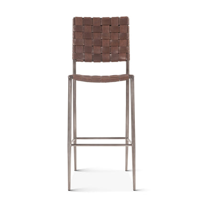 17" Brown Buffalo Leather Bar Chair