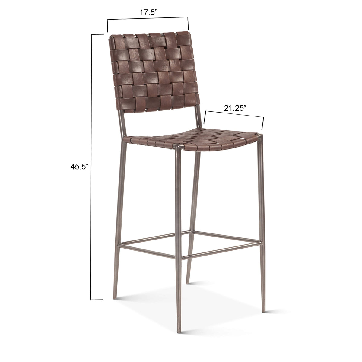 17" Brown Buffalo Leather Bar Chair