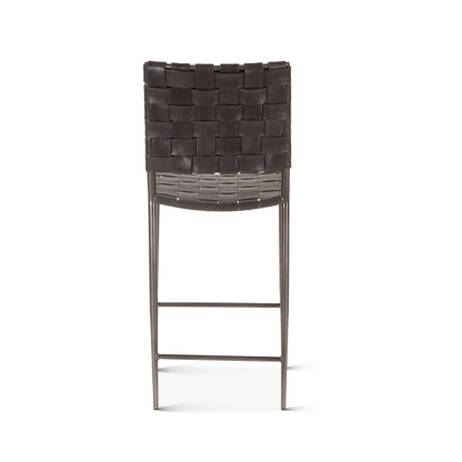 17" Black Buffalo Leather Counter Chair