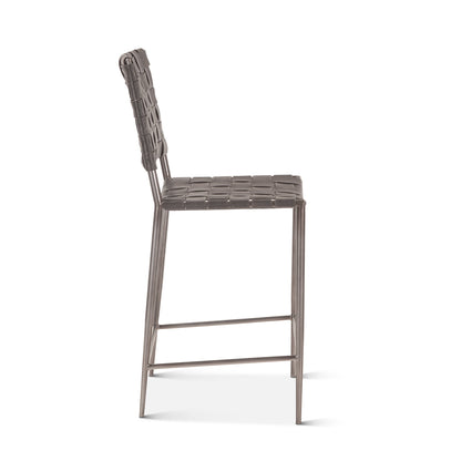 17" Black Buffalo Leather Counter Chair