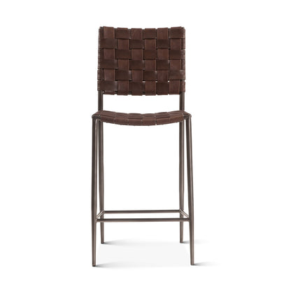 17" Brown Buffalo Leather Counter Chair