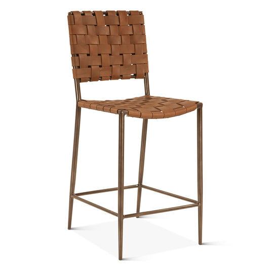 17" Tobacco Buffalo Leather Counter Chair
