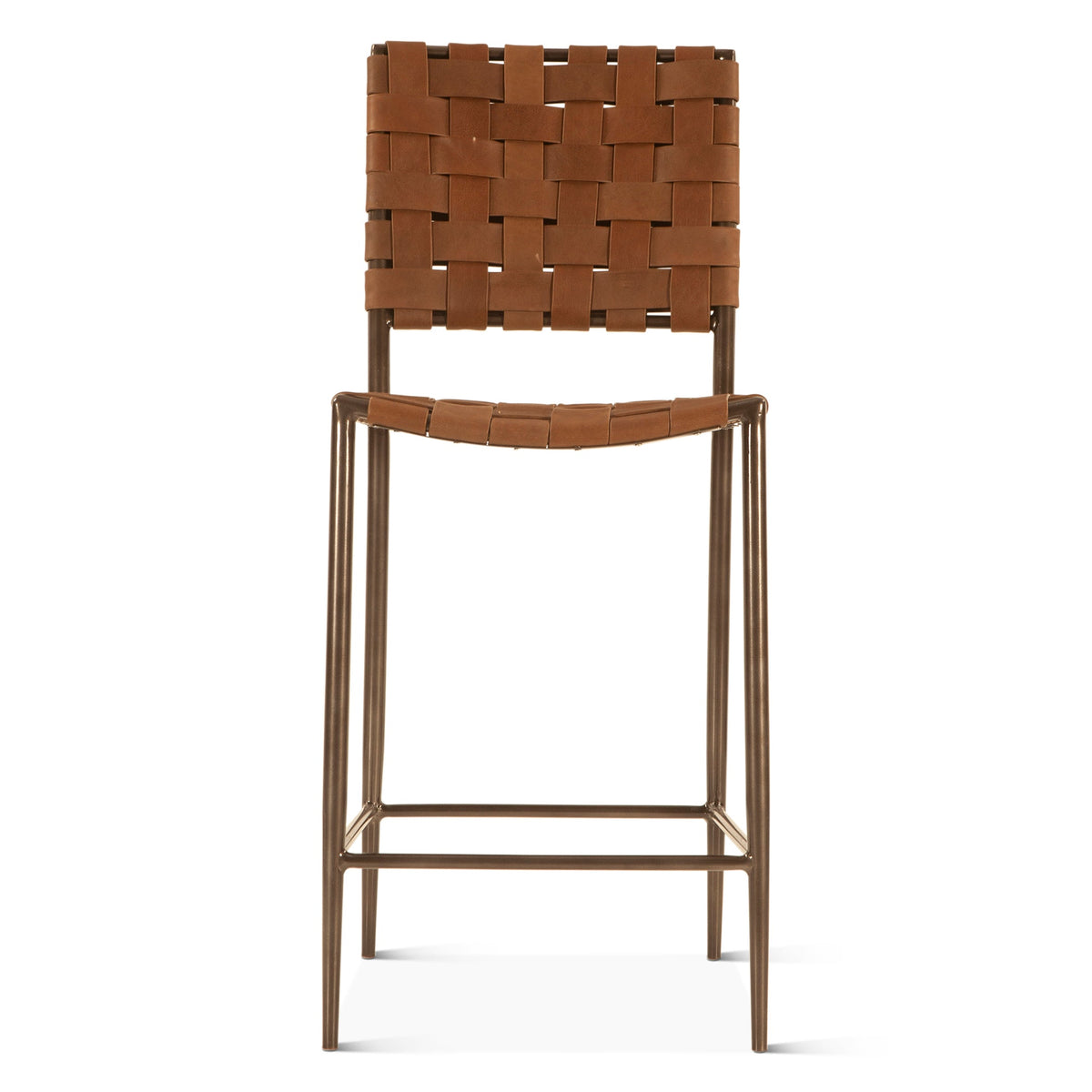 17" Tobacco Buffalo Leather Counter Chair