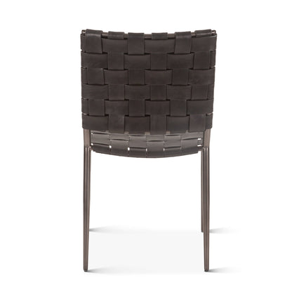18" Dining Chair in Black Buffalo Leather