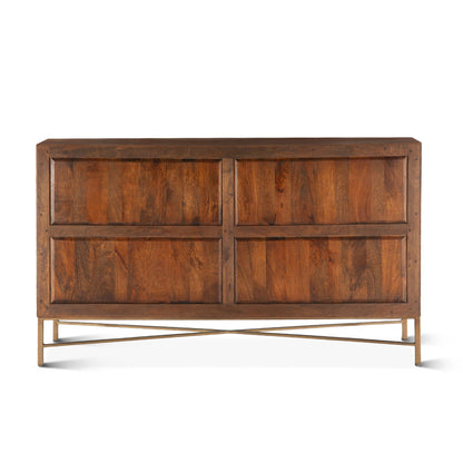 69" Honey Brown Fluted Wood Dresser