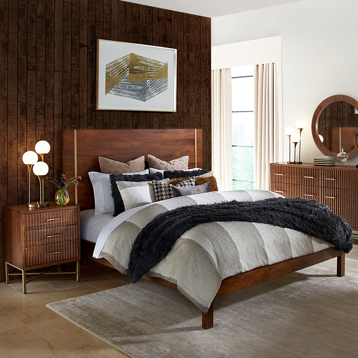 80" Honey Brown Mango Wood King Size Bed
