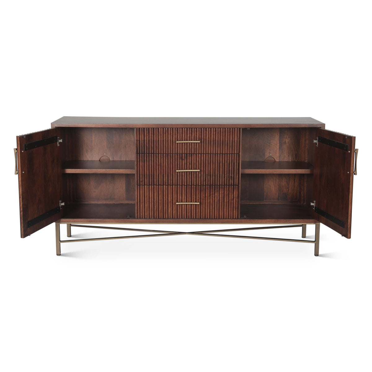 68" Honey Brown Mango Wood Sideboard