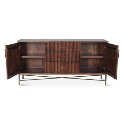 68" Honey Brown Mango Wood Sideboard
