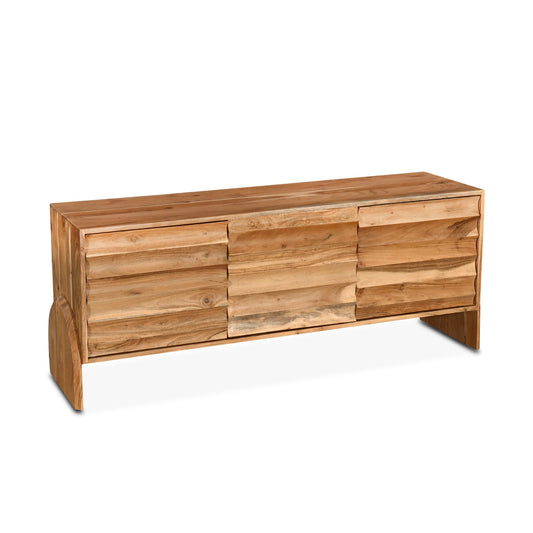 59" Natural Acacia Wood Media Cabinet