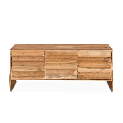59" Natural Acacia Wood Media Cabinet