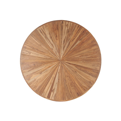 54" Black Marble and Reclaimed Teak Wood Round Table